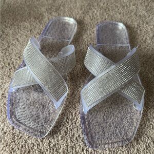 Nicole Miller Silver Rhinestone Sandals